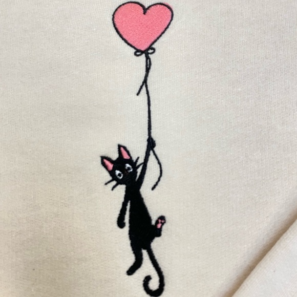 Valentine Cat Embroidered Sweatshirt - Picture 2 of 3
